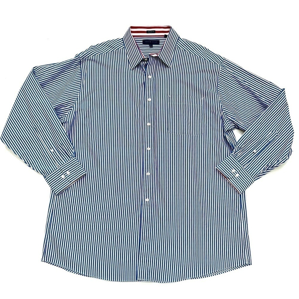 Tommy Hilfiger Striped Blue Button Up Shirt Size XL